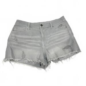 Aerie Gray Daydream Denim Cutoff Distressed Mid-Rise Denim Shorts- Size Medium